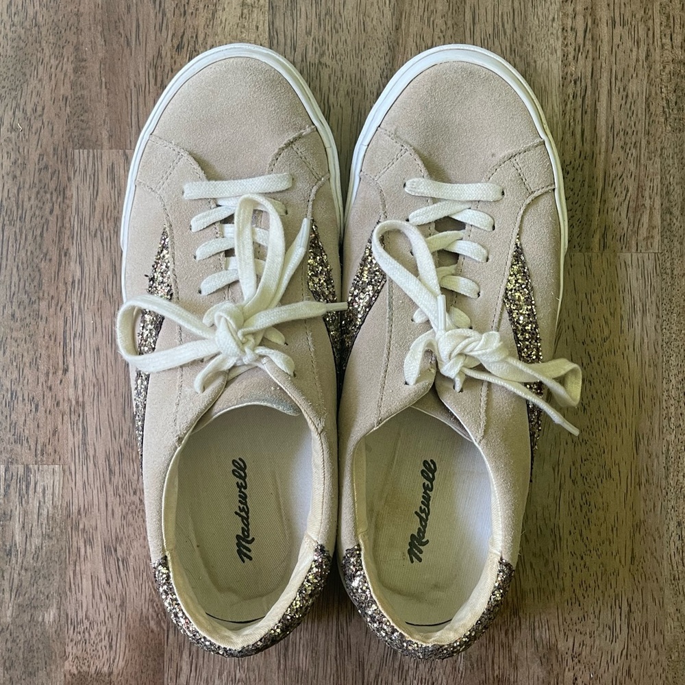 Madewell Beige Glitter Sneakers